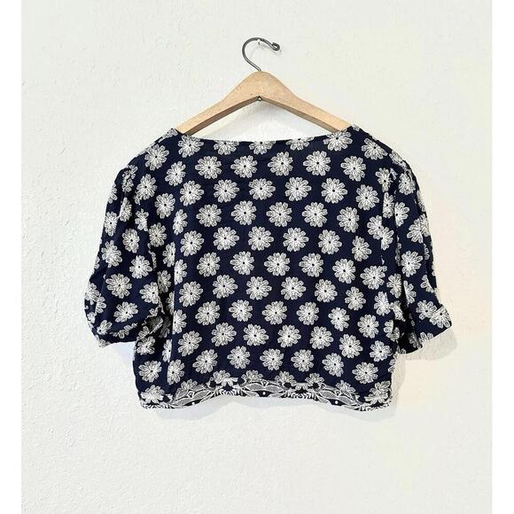 Shein Curve Women's Crop Top and Wide Leg Pants Set Blue and White Floral 1XL - Picture 11 of 15